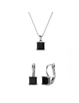 Parure et Coffret Square - Argenté et Noir