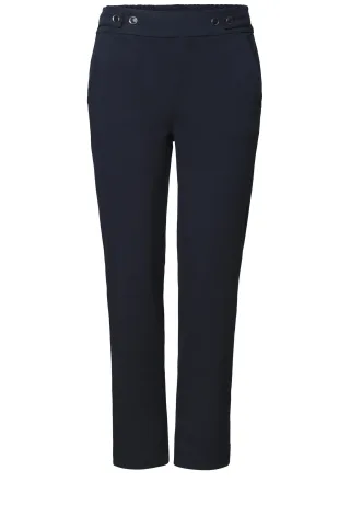 Street One - Slim Leg Hose im Loose Fit in Scubaqualität darkest blue - Gr. - 28