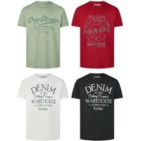 riverso T-Shirt Herren Printshirt RIVLeon Regular Fit (4-tlg) Kurzarm Tee Shirt mit Rundhalsausschnitt aus 100% Baumwolle