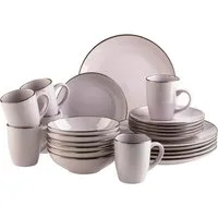 MÄSER Kombiservice Geschirr-Set, Service Metallic Rim (24-tlg), 6 Personen, Steinzeug, messingfarben schimernden Umrandung, 24 Teile, für 6 Personen