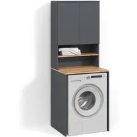 Livinity® Waschmaschinenumbauschrank Paolina, Anthrazit/Goldkraft Eiche/Goldkraft Eiche, 68 x 88.2 cm 2 ... (1-St)