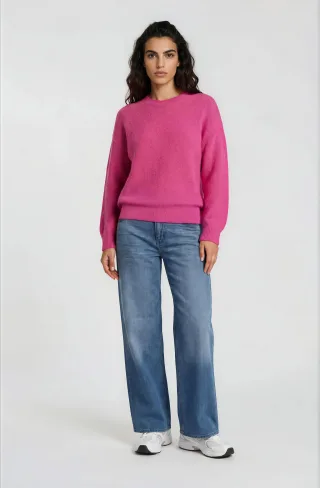 Milano Italy - roundneck pullover 1/1 sleeve fuchsia - Gr. - XL