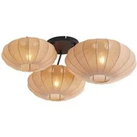 Qazqa Deckenleuchte Bida, ohne Leuchtmittel, Warmweiß, QAZQA Deckenleuchte, e27, Braun, Stahl, Japandi