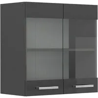 Vicco Glashängeschrank R-Line, Anthrazit Hochglanz/Anthrazit, 60 cm (1-St)