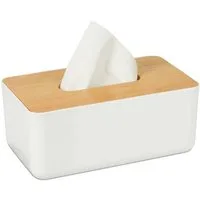 relaxdays Papiertuchbox Tücherbox mit Bambus-Deckel