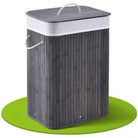 Juskys Wäschekorb Curly 72 L, 72 l, mit Tragegriffe, Deckel, Wäschesack waschbar, platzsparend