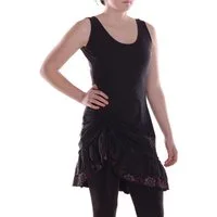 Vishes Sommerkleid Damen Trägerkleid Spitze Volant Raffung Verstellbar Alternative Mode, Boho, Hippie, Ethno, Festival