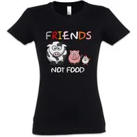 Urban Backwoods Print-Shirt Friends Not Food Comic Damen T-Shirt Veganer Speziesismus Vegan (1-tlg) Vegetarier Tierschutz Buddies Homies