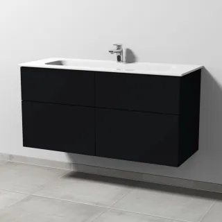 Sanipa 3way Keramik-Set Design Keramik-Waschtisch und Unterbau mit 4 Auszügen, Schwarz-Matt SF48208