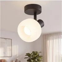 ZMH Deckenstrahler 1 Flammig Deckenleuchte Vintage Glas Morden E14 Design Schlafzimmer, Einfache Installation, ohne Leuchtmittel, Schwarz 350°Schwenkbar Wandleuchte Wohnzimmer