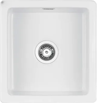 Neuesbad 1-Becken Keramikspüle ohne Abtropffläche, Weiß, 450x478x217 mit SPACE SAVER NB1DEZCB61031