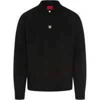 HUGO Sweatshirt Dabins Metal Logo Polokragen mit Druckknopf, Oversize Fit