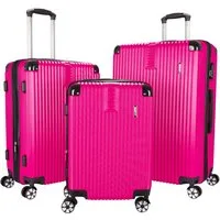 BRUBAKER Kofferset London - Reisekoffer Set inklusive Handgepäck - Hartschalen Koffer, 4 Rollen, (ABS Trolleys (M, L, XL), 3 tlg., Boardcase), mit Zahlenschloss, 4 Rollen und Komfort Tragegriffen
