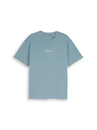 Denim Tom Tailor - Relaxed Fit T-Shirt mit Rückenprint citadel blue - Gr. - M