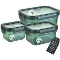 Engelland Frischhaltedose 3er Set Aufbewahrungsdosen mit Deckel, Vorratsdose, Frischhaltedose, Kunststoff/Silikon, (Vorteils-Set, 3-tlg., 0,4 L / 0,8 L / 1,5 L), luftdicht, auslaufsicher, stapelbar, BPA-frei, verschiedene Größen