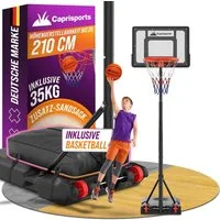Caprisports Basketballkorb Basketballkorb outdoor - höhenverstellbar - inkl. Ball und Sandsack (mit Ersatznetz und Sandsack zum Beschweren)