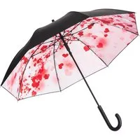FARE Stockregenschirm, Herzen-Design, Auf-Automatik, Windproof-PLUS, Galvanisiert, Soft-Touch