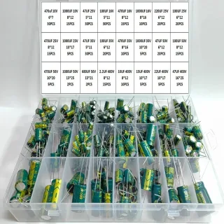 335Pcs Aluminum Electrolytic Capacitor Kit 24Values 10V-400V Capacitors Assortment Kit 2.2UF 22UF 10UF 47UF 100UF 470UF