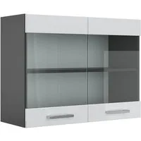 Vicco Glashängeschrank R-Line, Weiß Hochglanz/Anthrazit, 80 cm (1-St)