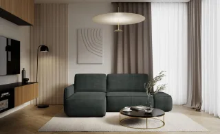 Ecksofa mit Schlaffunktion Sofa LUKA in Stoff Cremona Anthrazit Ottomane Links