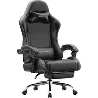 Dowinx Gaming-Stuhl Bürostuhl Massage Sessel mit höhenverstellbaren Linkage-Armlehnen (Packung), ergonomischer Gamer Stuhl mit Fußstütze, Gaming Chair bis 180 kg