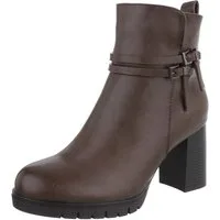 Ital-Design Elegante Absatzboots mit Riemchen und Schnallen High-Heel-Stiefelette (90514907) Blockabsatz Stiefeletten in Hellbraun