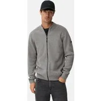 camel active Strickjacke aus reiner Lammwolle Langarm Stehkragen