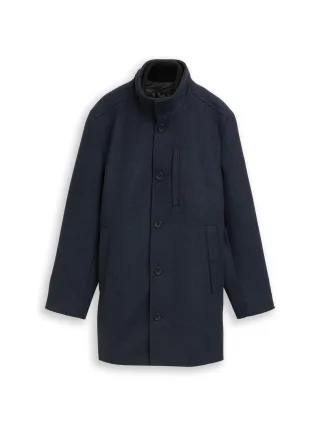 Tom Tailor - 2-in-1 Wollmantel mit abnehmbarer Innenjacke blue small herringbone - Gr. - S