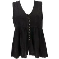 Guru-Shop T-Shirt Top Boho chic, besticktes Top - schwarz Festival, Ethno Style, alternative Bekleidung