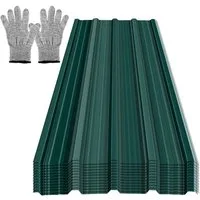 Clanmacy Trapezblech Deckenplatten 12st 129x46cm 7 Wellplatte Dachpaneele Profilblech, 129x46x0.25 mm (Set 12-St) UV-Schutz, Wasserfest, Wetterfest, Rostresistent, Korrosionsbeständig