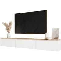 yourhouse24 Lowboard TV SELIA 200 in Weiß & Eiche auf Füßen – Skandinavisches Design