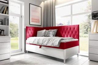 Boxspringbett Gästebett Kinderbett FINJA Nr.3 80x200cm Weiss-Rot Seite Links
