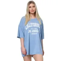 Worldclassca T-Shirt Worldclassca Oversized Print CALIFORNIA T-Shirt lang Sommer Oberteil Baumwolle