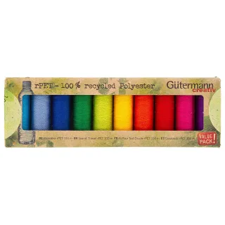 Gütermann Allesnäher-Set rPET "Regenbogen", recycelt, 10x 100 m