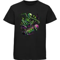 MyDesign24 T-Shirt Kinder Print Shirt Springender Skelett Skateboarder Bedrucktes Jungen und Mädchen Skater T-Shirt i538