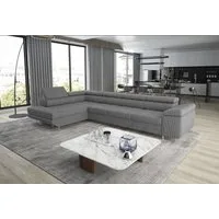thematys Ecksofa ASTON LONG 355 x 204cm mit Schlaffunktion & Bettkasten – L-Sofa, mit 4 verstellbaren Kopfstützen, Cord (Poso) oder Samt (Monolith), - XXL Wohnlandschaft im modernen Design