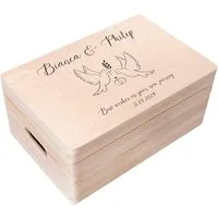 Creative Deco Holzkiste Geschenk zur Hochzeit, Erinnerungsbox Natur 30 x 20 x 14 cm