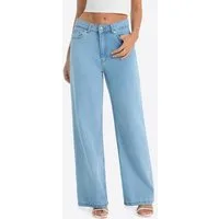 Imily Bela Gerade Jeans Damen Straight Fit Jeans im Five-Pocket Style (Packung, 1-tlg., 1per-Pack) mit Baumwolle
