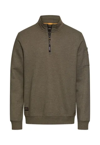 camel active - Sweatshirt mit Troyerkragen dark olive green - Gr. - XL
