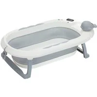 Fillikid Babybadewanne Faltbadewanne Beluga grau, inkl. Temperaturmessung