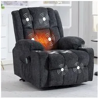 KLAM HOME Relaxsessel TV-Massagesessel mit Aufstehfunktion, Wärme & 4D-Vibration (Relaxsessel mit Remacro-Motor,Fernbedienung & Edelstahl-Getränkehalter), Senioren-Sessel für Wohnzimmer, Home-Office & Gästezimmer
