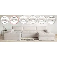 OTTO home Wohnlandschaft Home System U-Form, von B: 269-352 cm wählbar, 6 Varianten zur Auswahl, Bettfunktion, Bettkasten & Zierkissen, Federkern