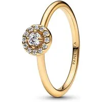 Pandora Solitärring Damen-Runder Pavé Heiligenschein Goldfarben