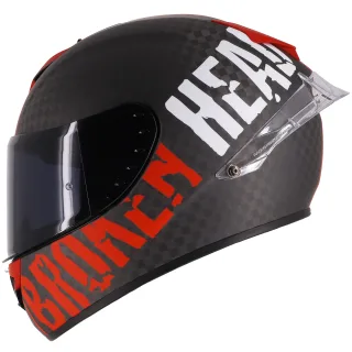 Broken Head (B-Ware) Integralhelm BeProud Race Pro Carbon Rot + Schwarzes Visier
