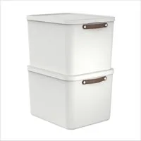 ROTHO Aufbewahrungsbox (Ordnungsboxen im Set, 2er-Set), große Lagerbox ideal für Kleidung, Decken und Haushaltsartikel