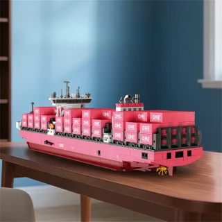 JIESTAR JJ9217 Pink Cargo Container Ship Model Building Blocks 1446PCS Assembly Kit Brick DIY Toys for Adult Children Bi