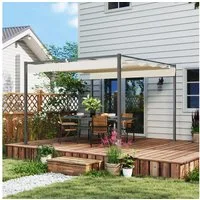 Outsunny Pergola aus Metall, mit verstellbares Dach, Freistehend, BxTxH: 298x297x221 cm, (Garten Pavillon, 1-tlg., Terrassendachung), UV Schutz 30+, für Terrasse und Garten, Beige