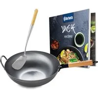 CLP Pfannen-Set Wok Set, Metall (1er), Flacher oder runder Boden für Gas oder Induktion