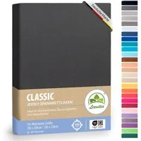 leevitex® Spannbettlaken 180x200 - 200x220 cm, 40 cm Steghöhe, Stoffdicke 150 g/m², Jersey, Gummizug: rundum, (1 Stück), OEKO-TEX® Standard 100 Zertifikatsnummer 10.HTR.85321 zertifiziert