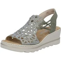 Rieker Keilsandalette Sommerschuh, Plateausandale, Schlupfschuh mit Schmucksteinchen